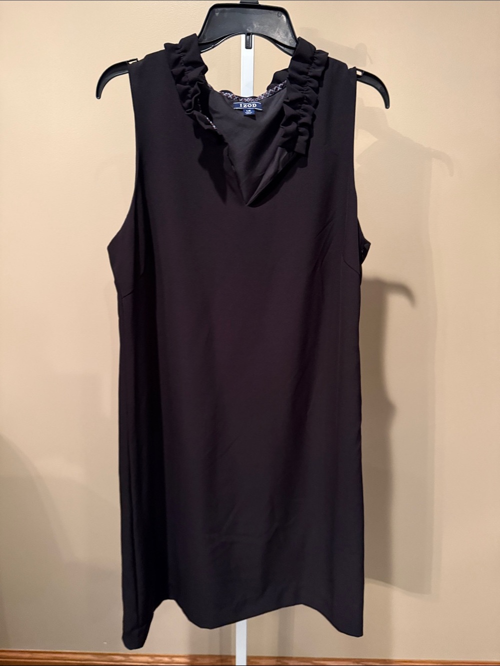 Izod Black Sleeveless Ruffle-Neck Midi Dress